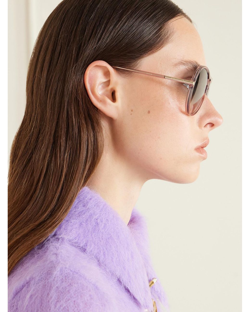 Chloé Pink Tubolar Aviator-Style Recycled-Acetate Sunglasses