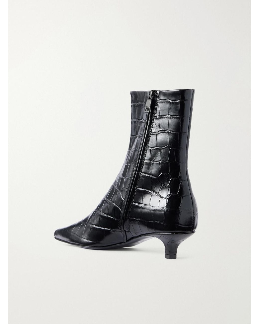 Totême Black Croc-Effect Leather Ankle-Boots