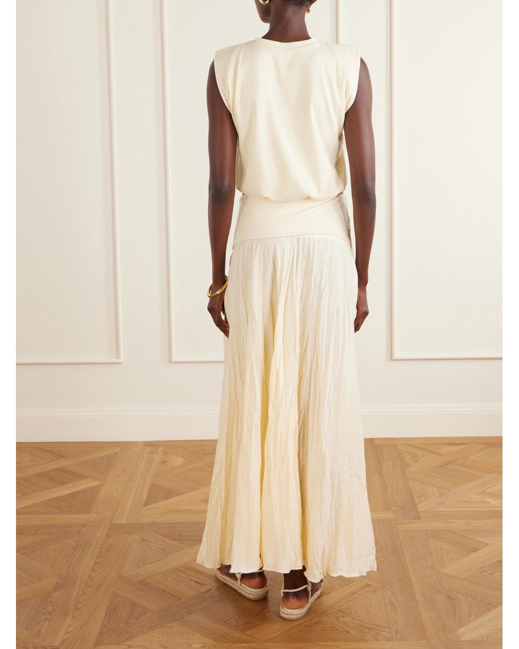 Johanna Ortiz Natural Muraya Ribbed Cotton-Blend Top