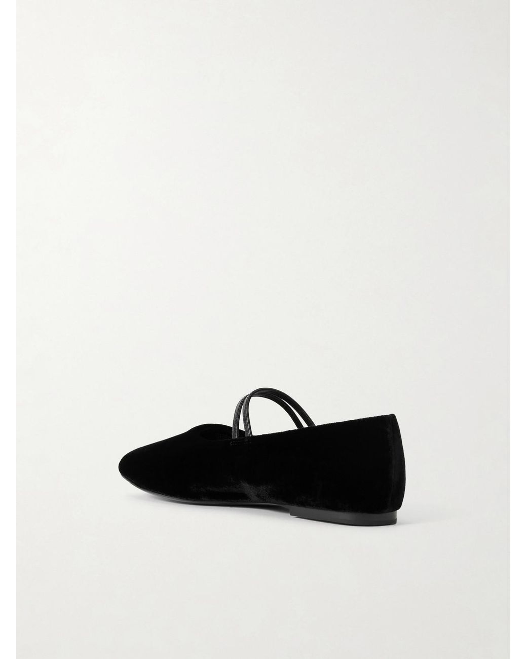 Tory Burch Black Leather-Trimmed Velvet Mary Jane Ballet Flats