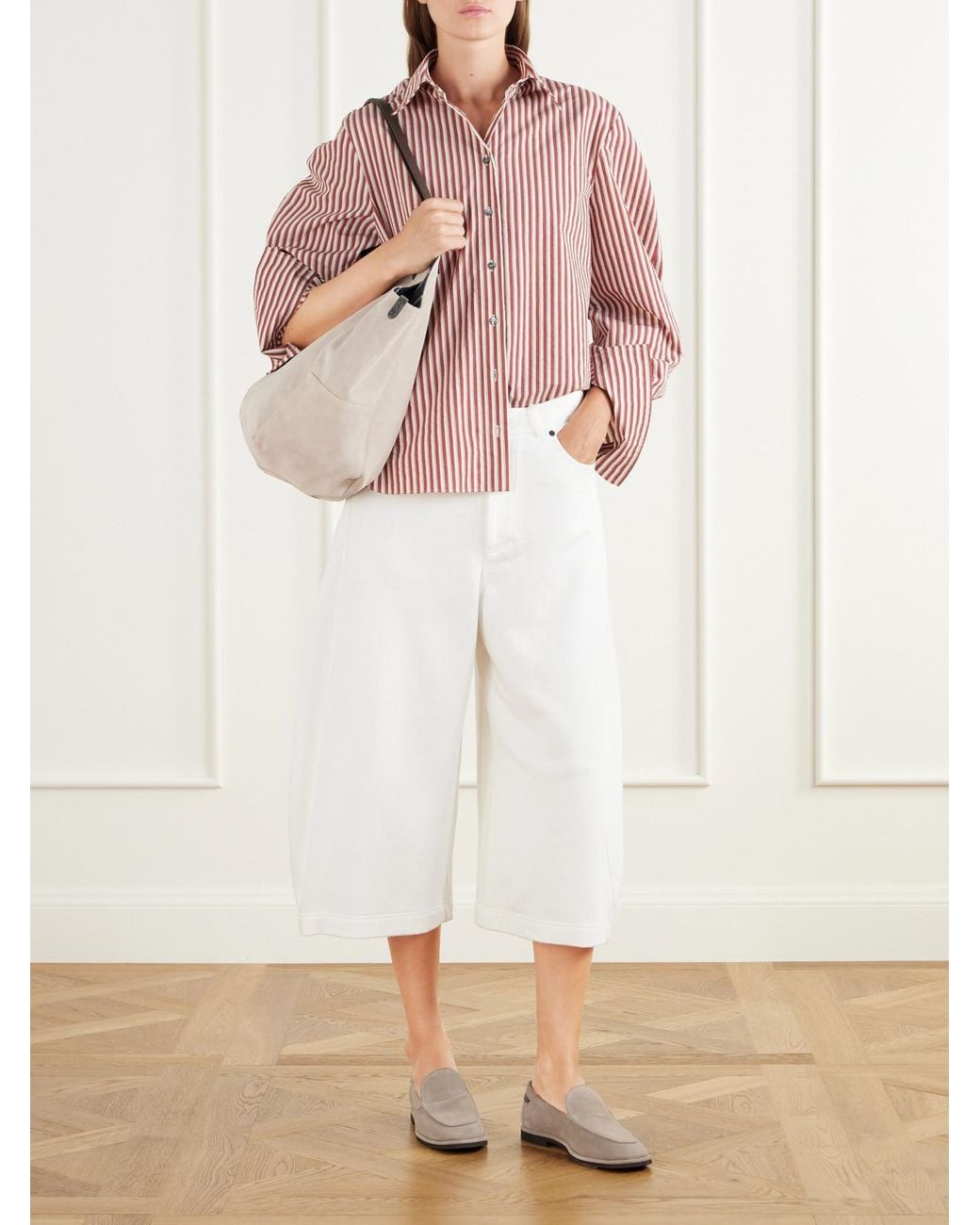 Brunello Cucinelli White Cotton And Linen-Blend Jersey Wide-Leg Shorts