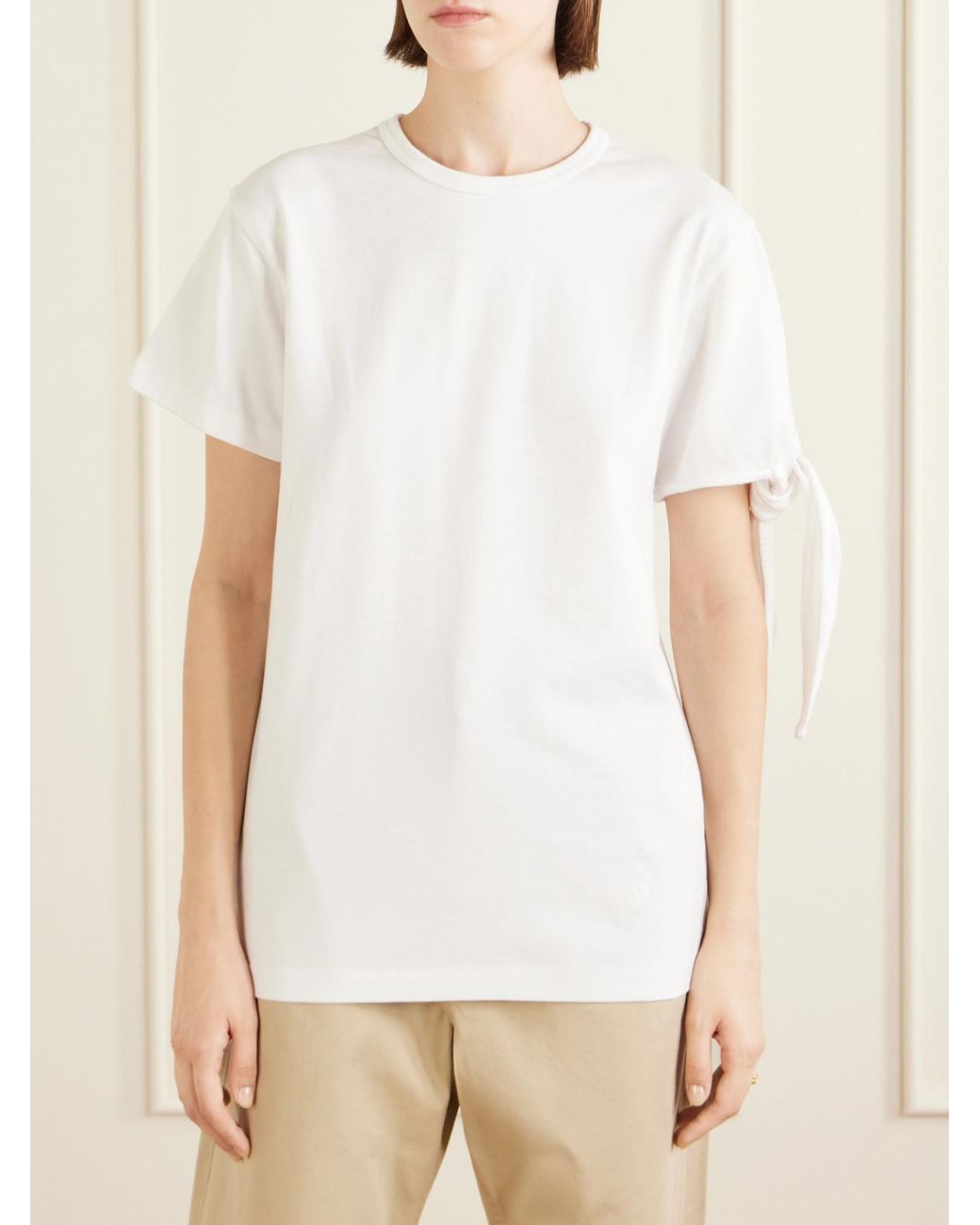 J.W. Anderson White Tie-Detailed Cotton T-Shirt