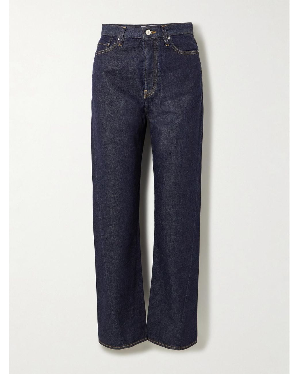 Totême Blue Twisted Seam High-Rise Straight-Leg Jeans