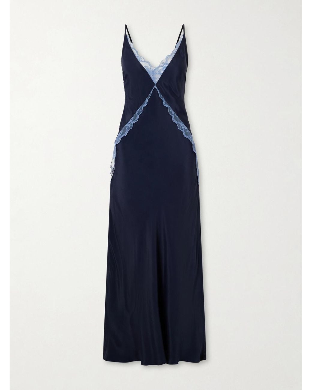 Sir Blue Elsie Lace-Trimmed Crepe Gown