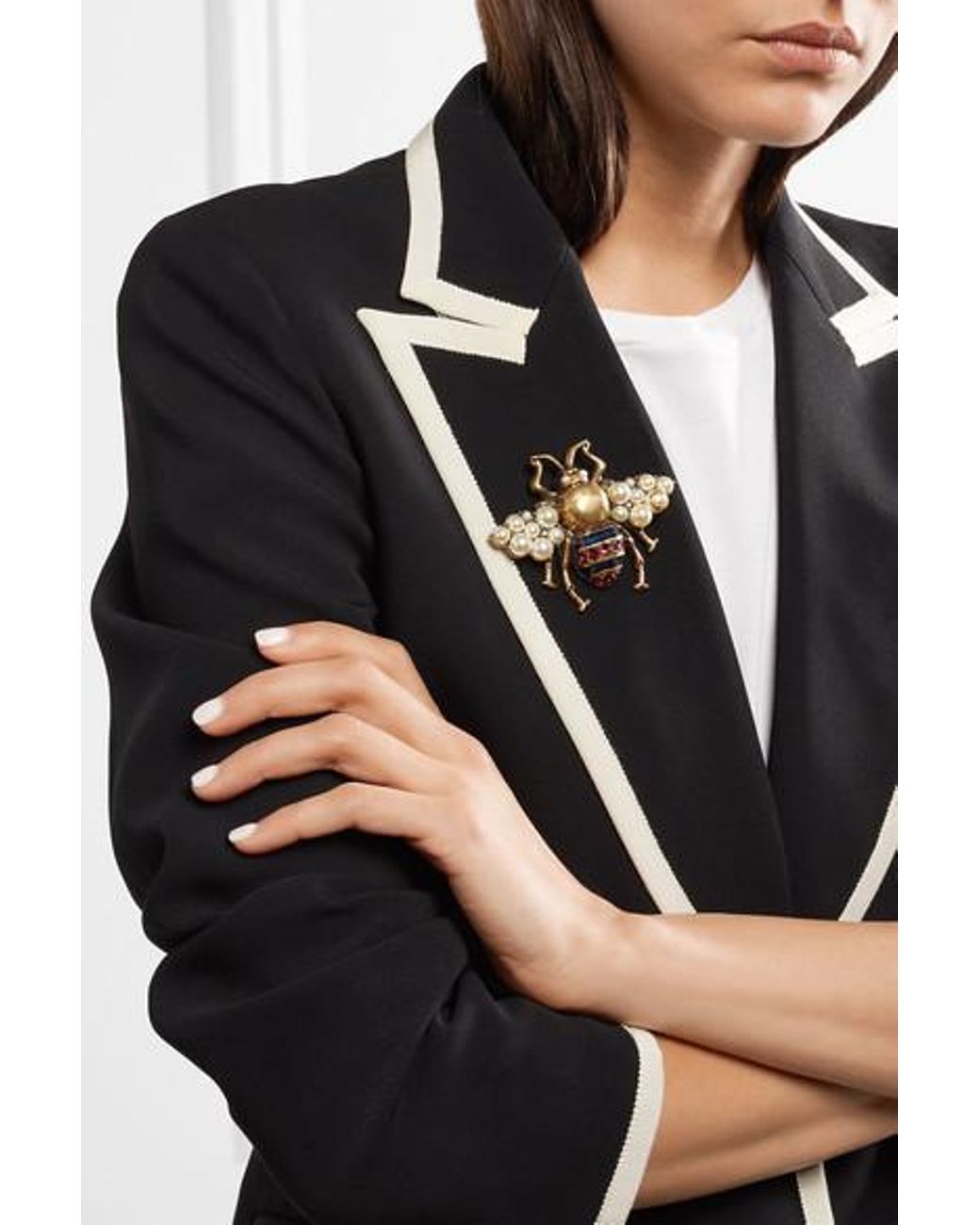 Gucci Bee Ring With Crystals And Pearls in Metallic | Lyst Canada