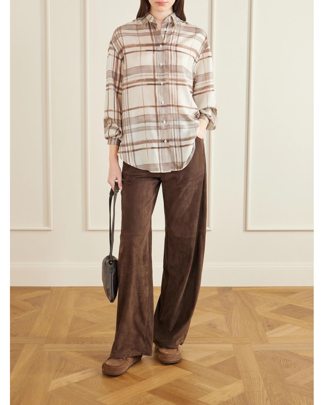 Brunello Cucinelli Brown Suede Slip-On Moccasins