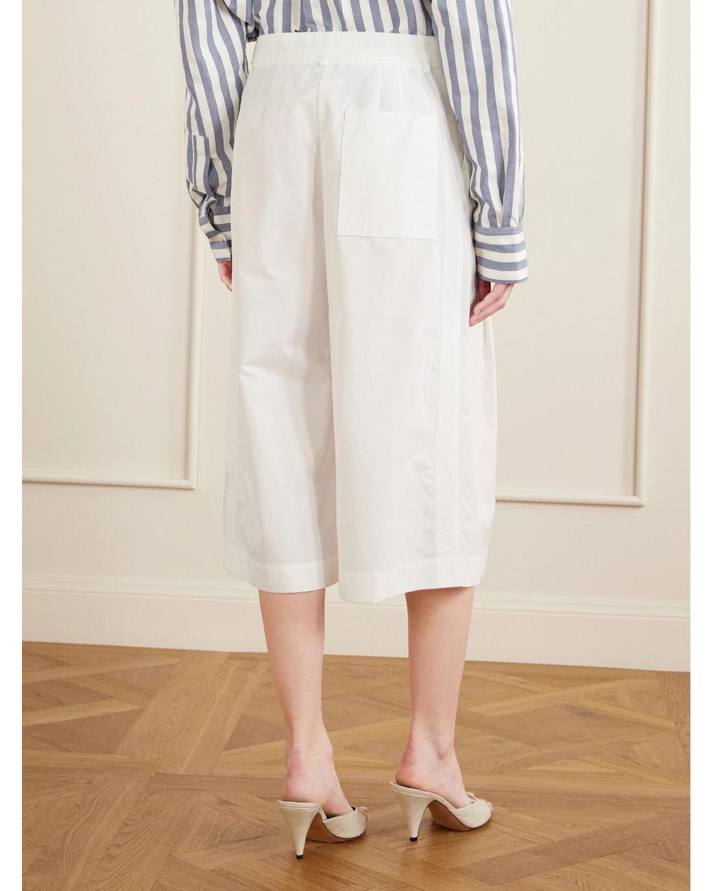 Jacquemus White Le Marin High-Rise Cotton-Poplin Wide-Leg Shorts