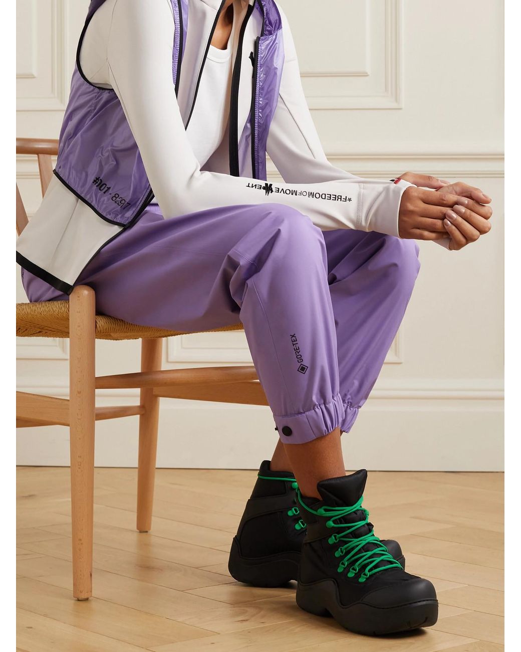 Moncler Purple Convertible Hooded Shell And Stretch Tech-Jersey Jacket