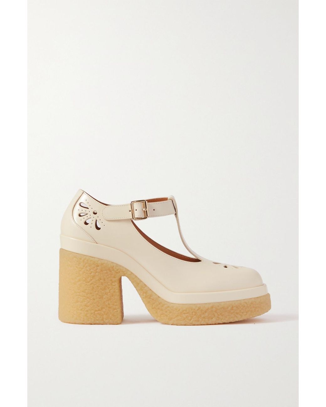 ChloÃ© Kurtys Cutout Glossed-leather Mary Jane Pumps in White | Lyst