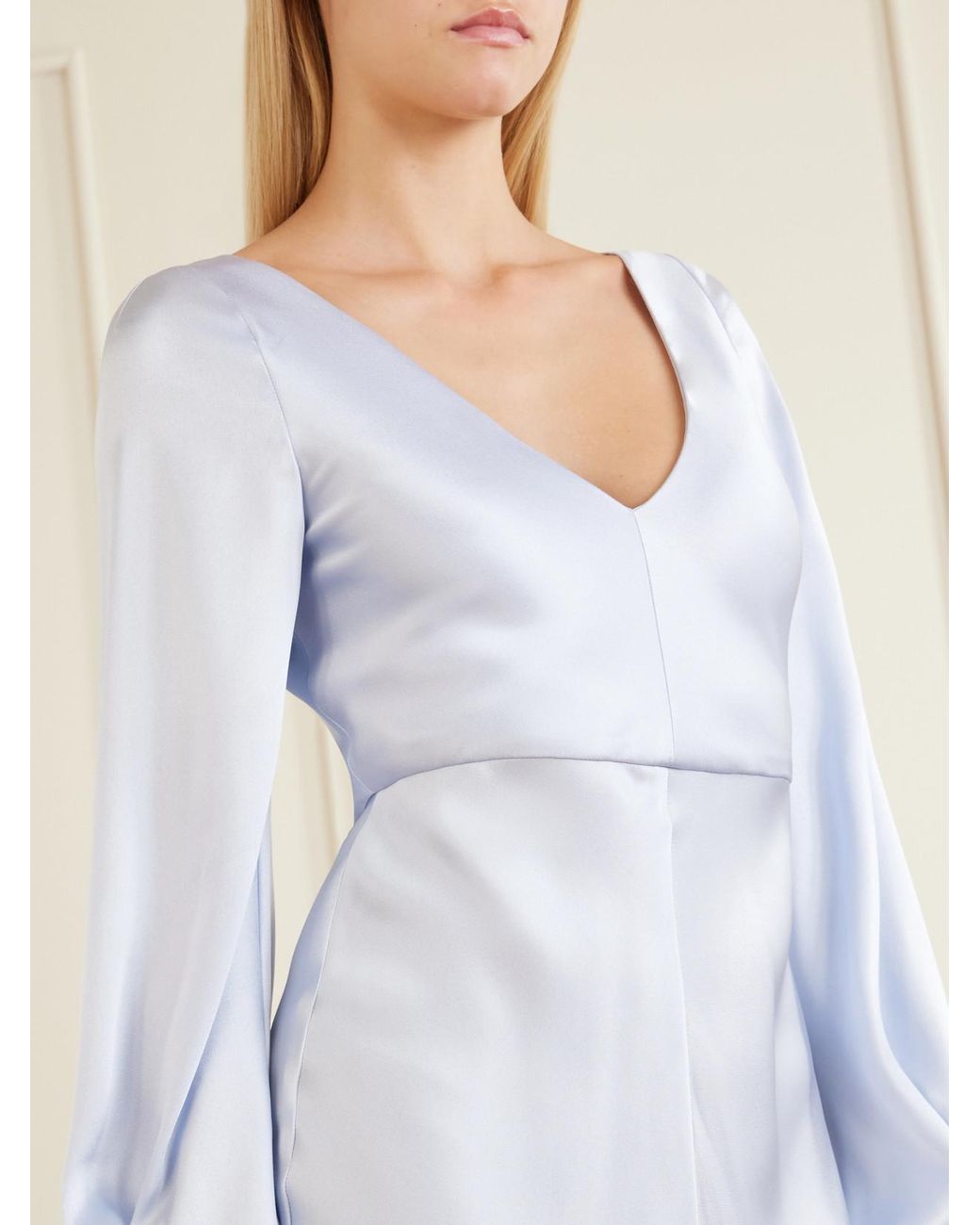 Gabriela Hearst White Peyton Knotted Cut-Out Satin-Silk Maxi Dress