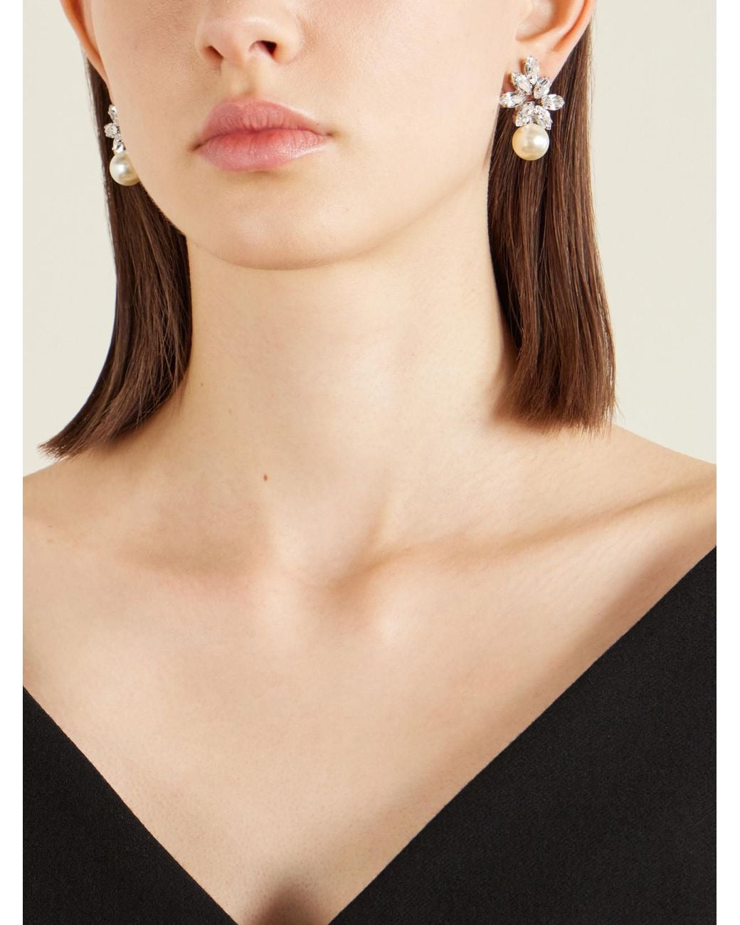 Jennifer Behr White Liza-Tone Crystal Earrings