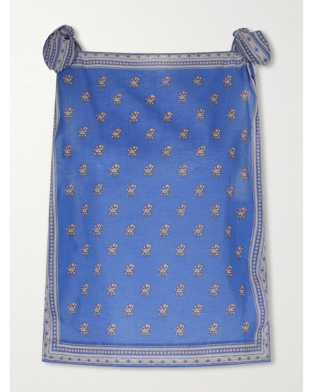 Doen Blue Amalia Floral-Print Cotton-Voile Top