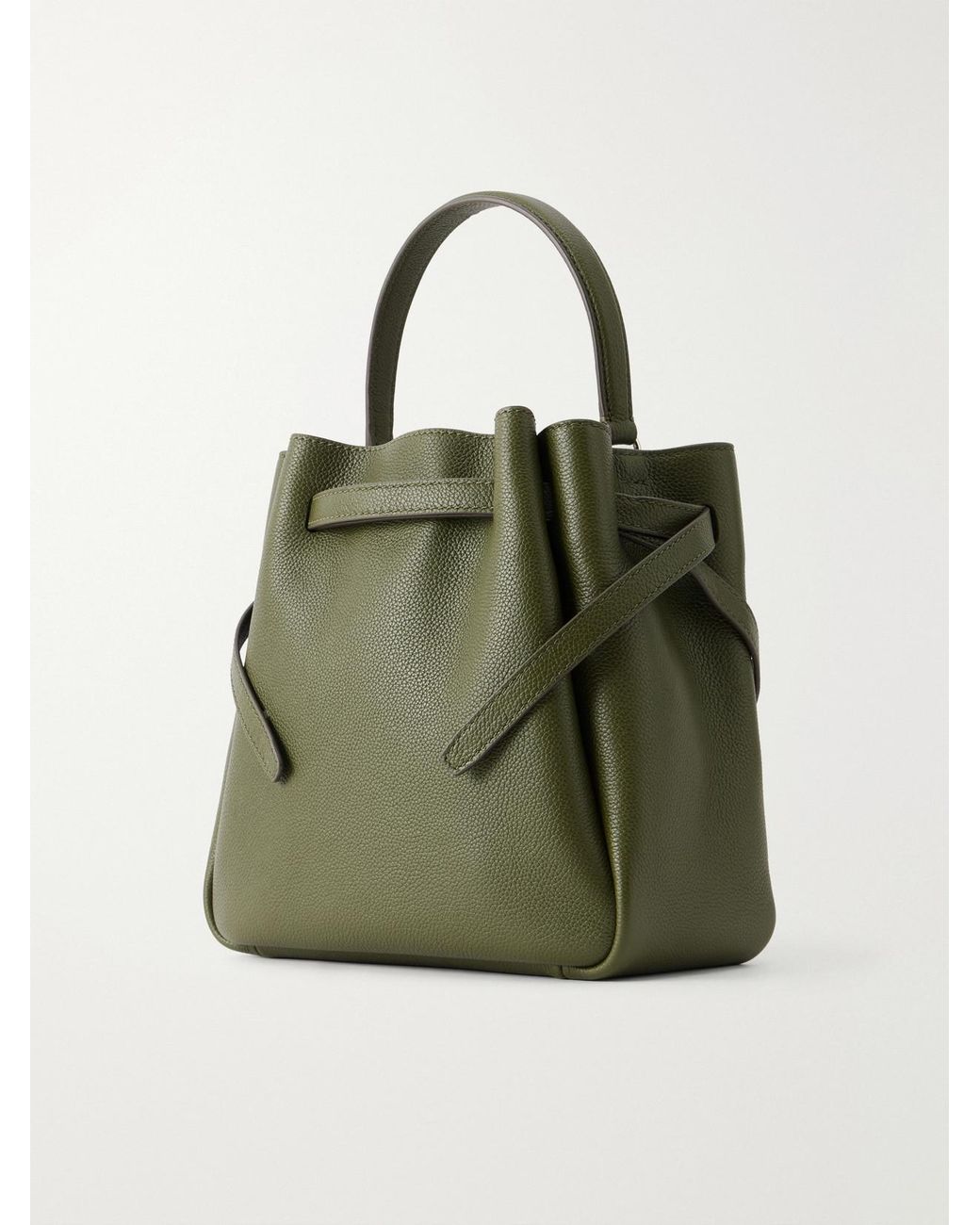 Tory Burch Green Romy Leather Bucket Bag