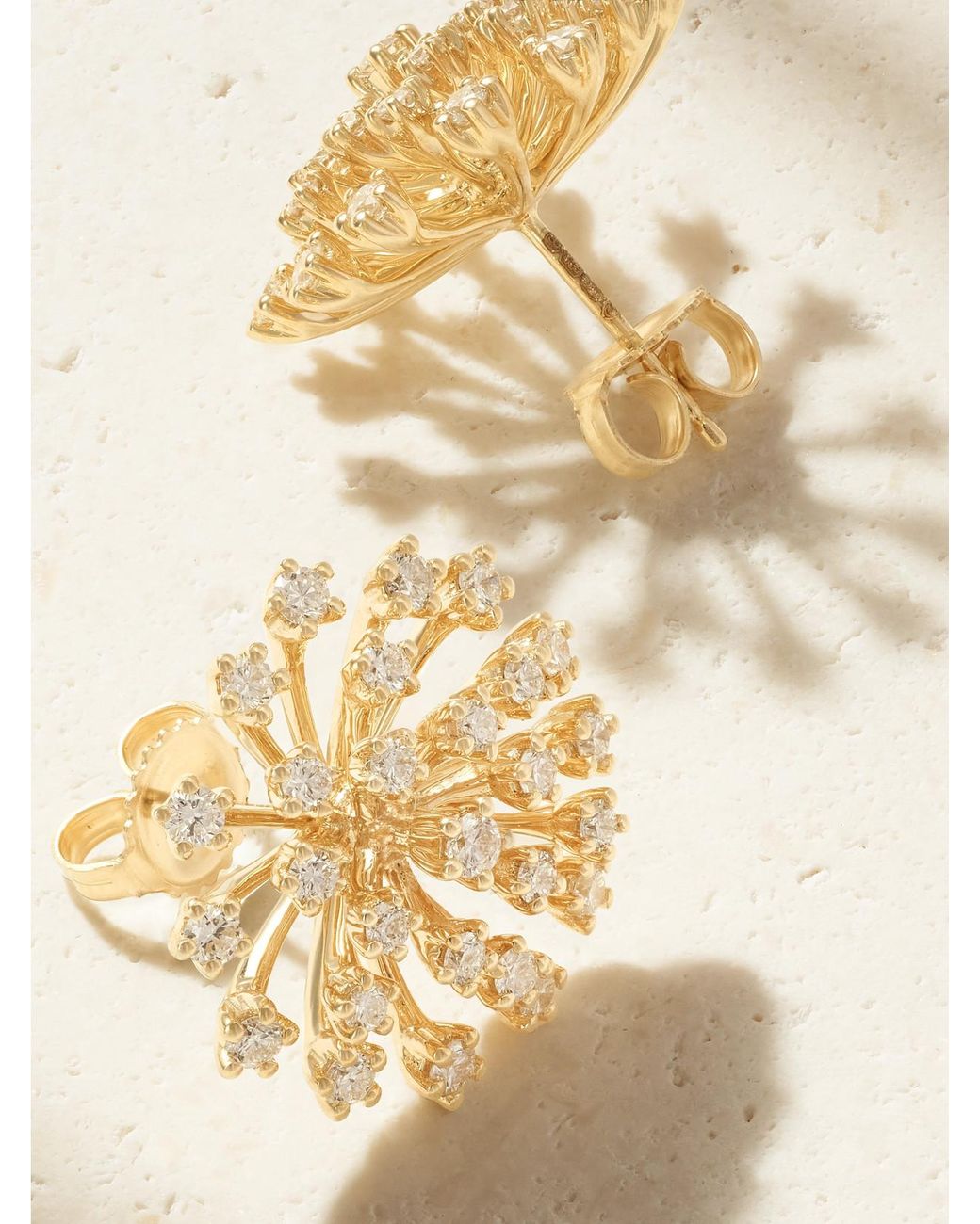 Sydney Evan Natural Burst Flower 14-Karat Diamond Earrings