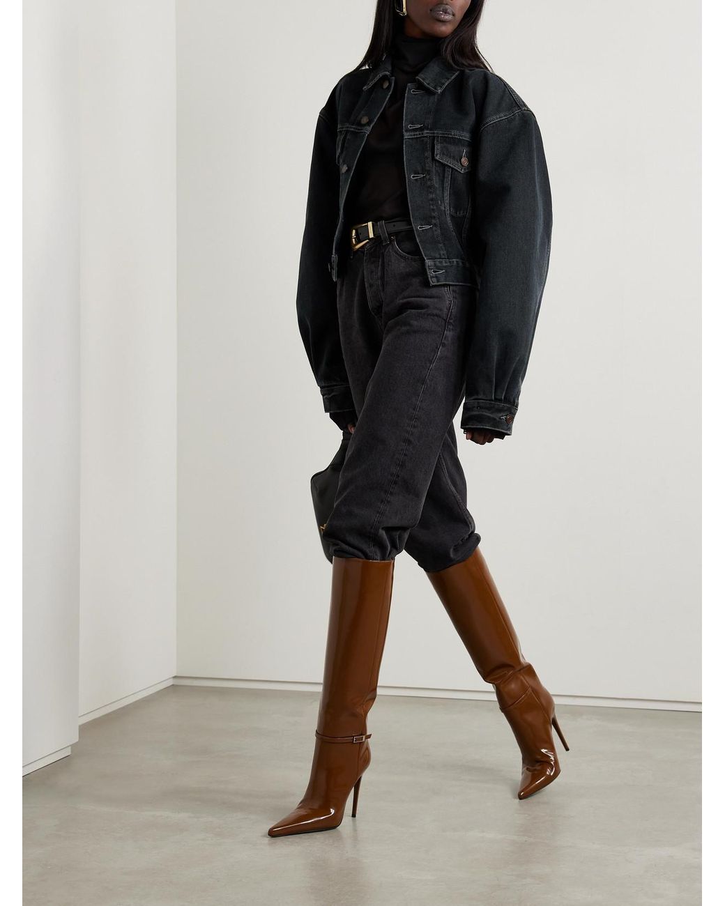 Saint Laurent Black Cropped Denim Jacket