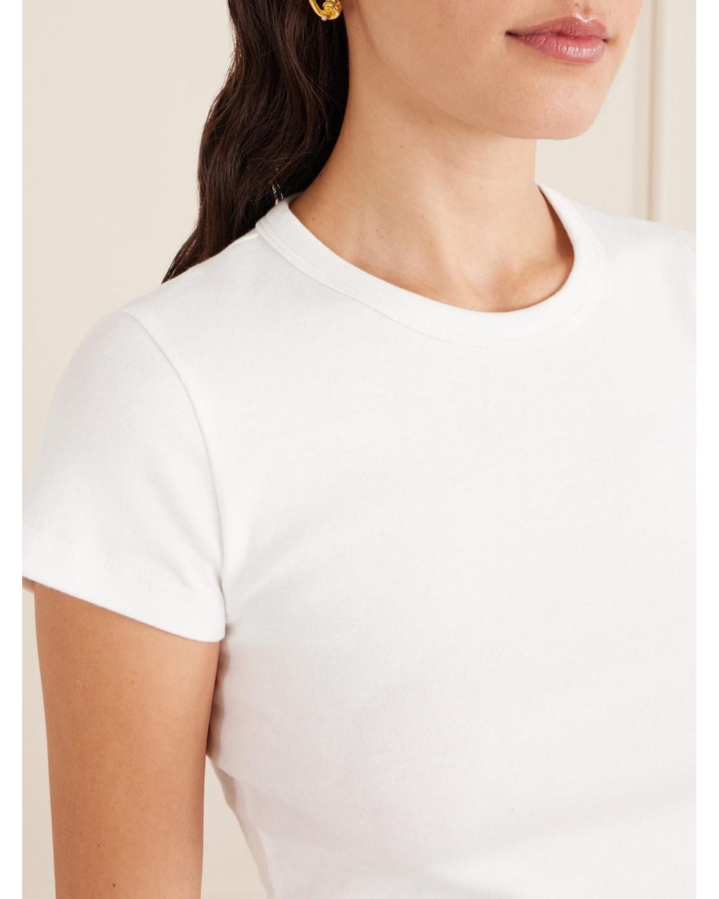 Leset White Nando Ribbed Cotton-Jersey T-Shirt