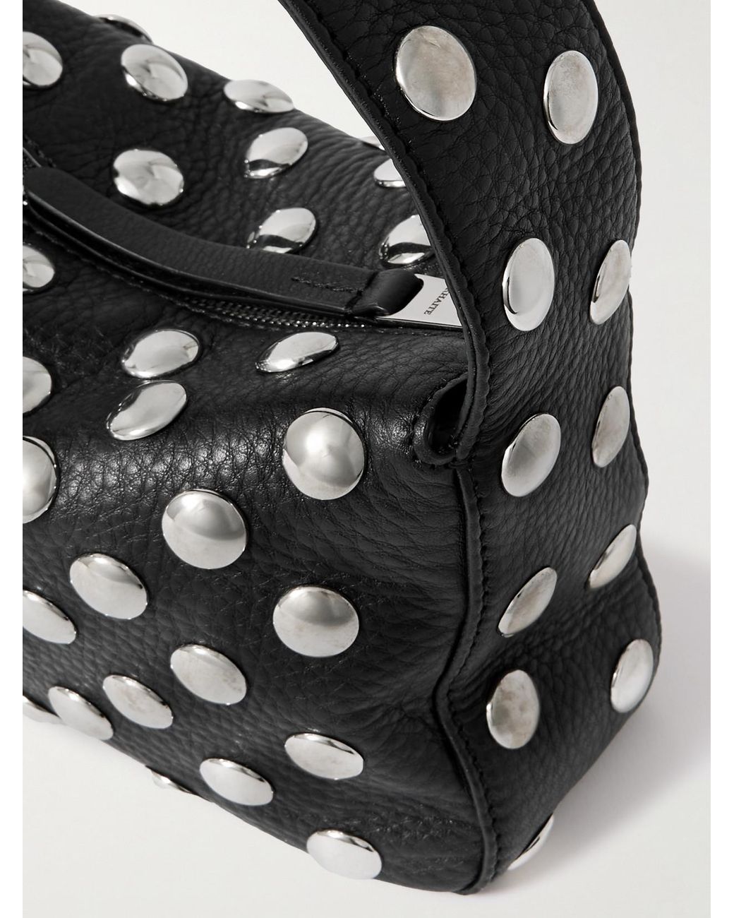 Khaite Black Elena Small Studded Textured-Leather Shoulder Bag