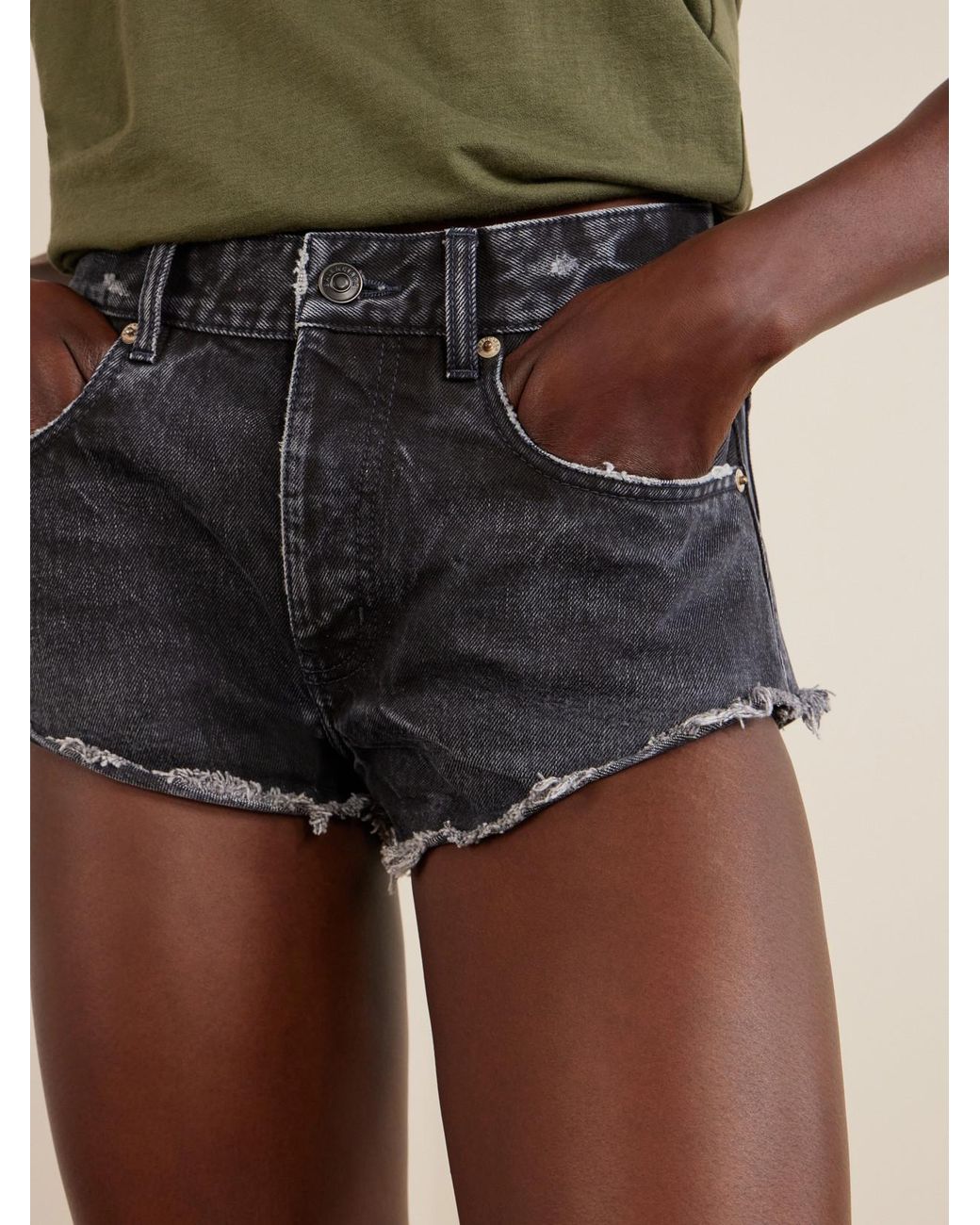 Balenciaga Blue Frayed Denim Shorts