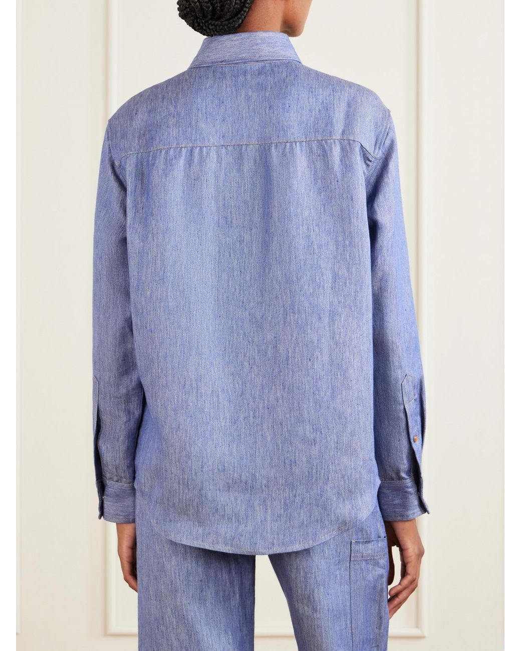 God's True Cashmere Blue Linen-Denim Shirt
