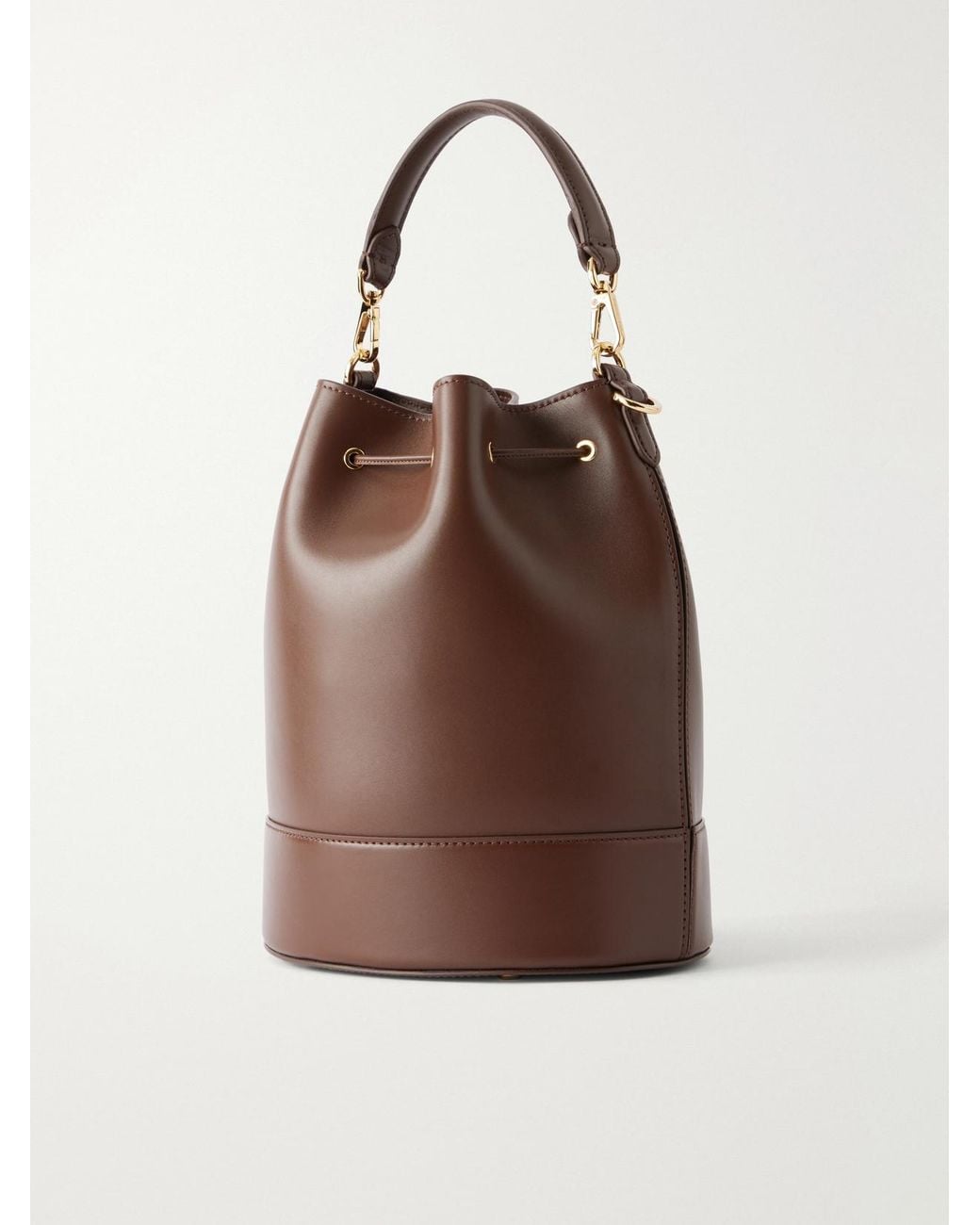 Gianvito Rossi Brown Sienna Tasseled Leather Drawstring Bucket Bag