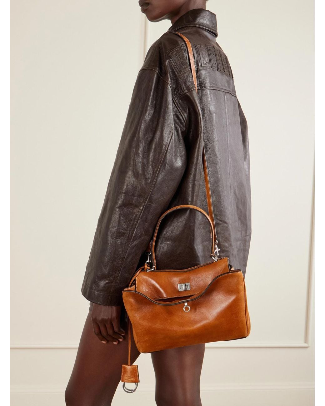 Balenciaga Brown Rodeo Small Leather Shoulder Bag