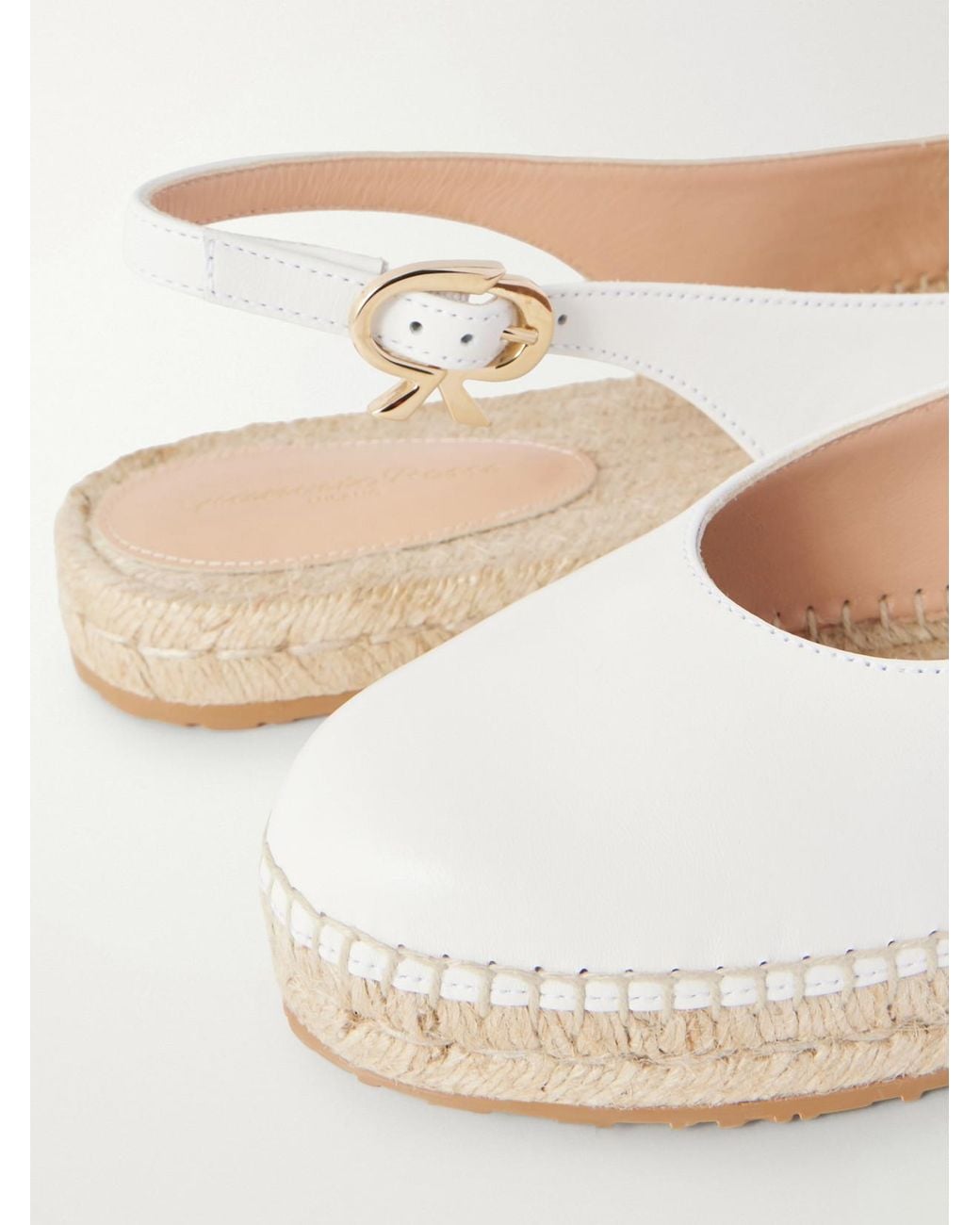 Gianvito Rossi Natural Paz Leather Slingback Espadrilles