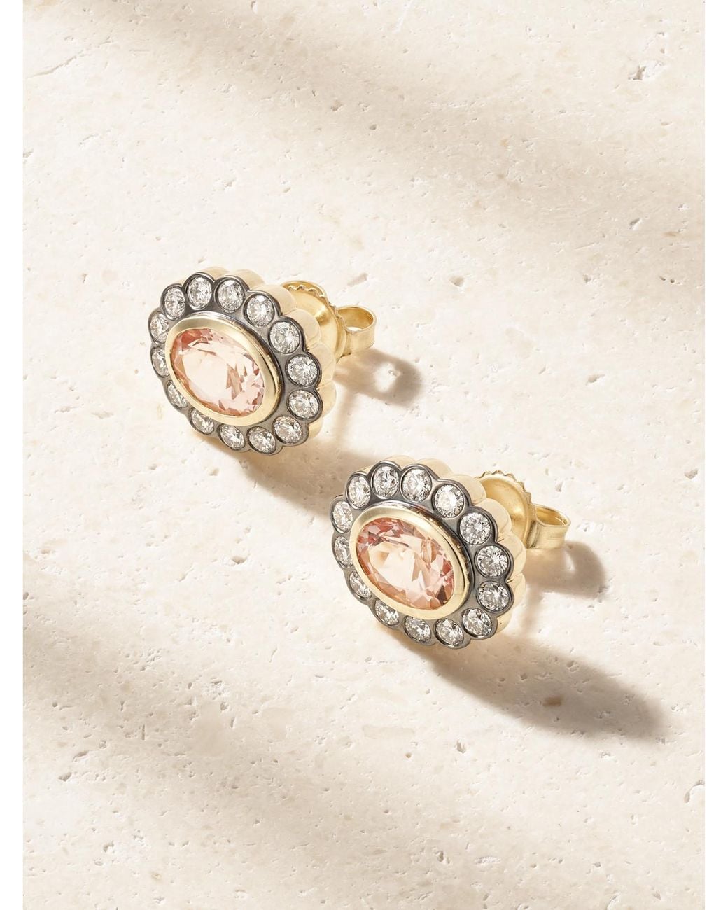 Marlo Laz Natural Lexie 14-Karat, Morganite And Diamond Earrings