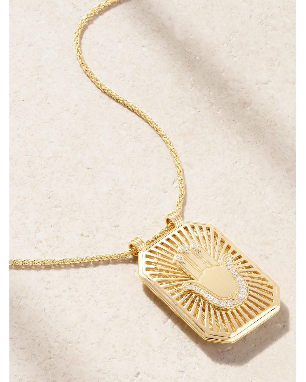 Marie Lichtenberg Natural Hand Scapular 18-Karat Diamond Necklace