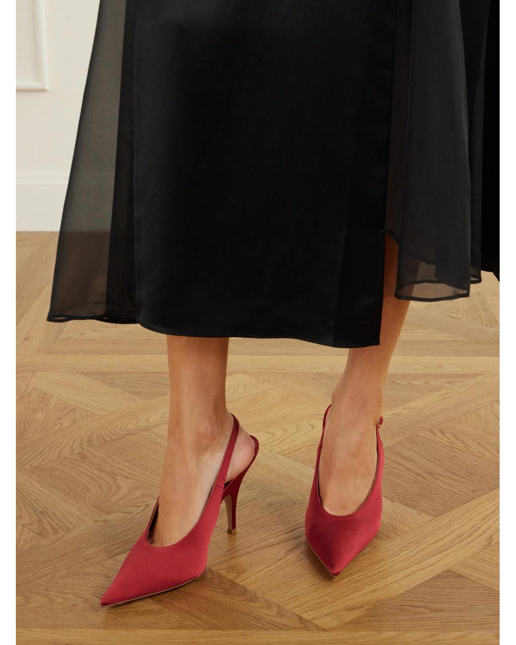 Gianvito Rossi Pink Sofia 95 Logo-Detailed Satin Slingback Pumps