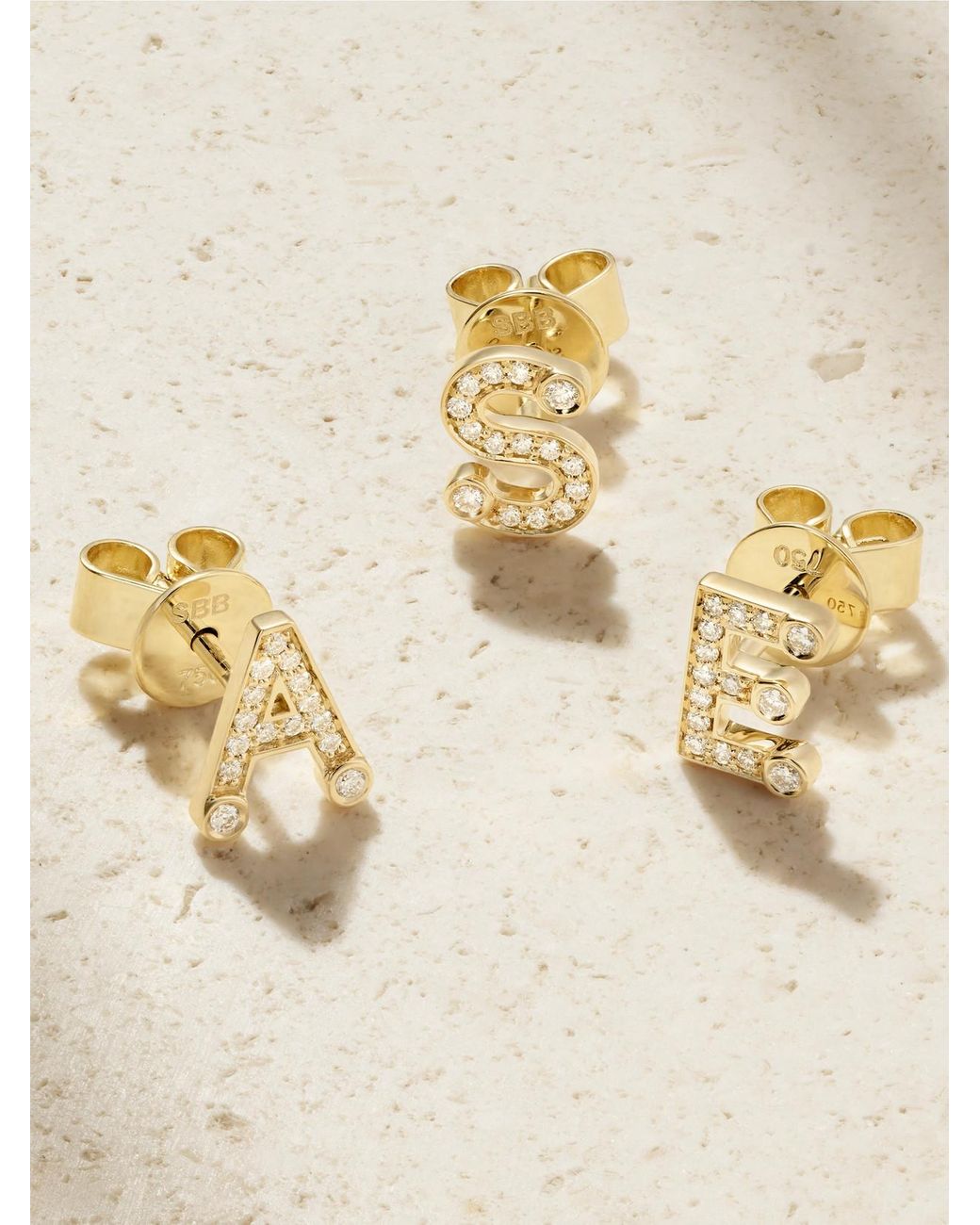 Sophie Bille Brahe Natural Petite Letter 18-Karat Recycled Diamond Single Earring
