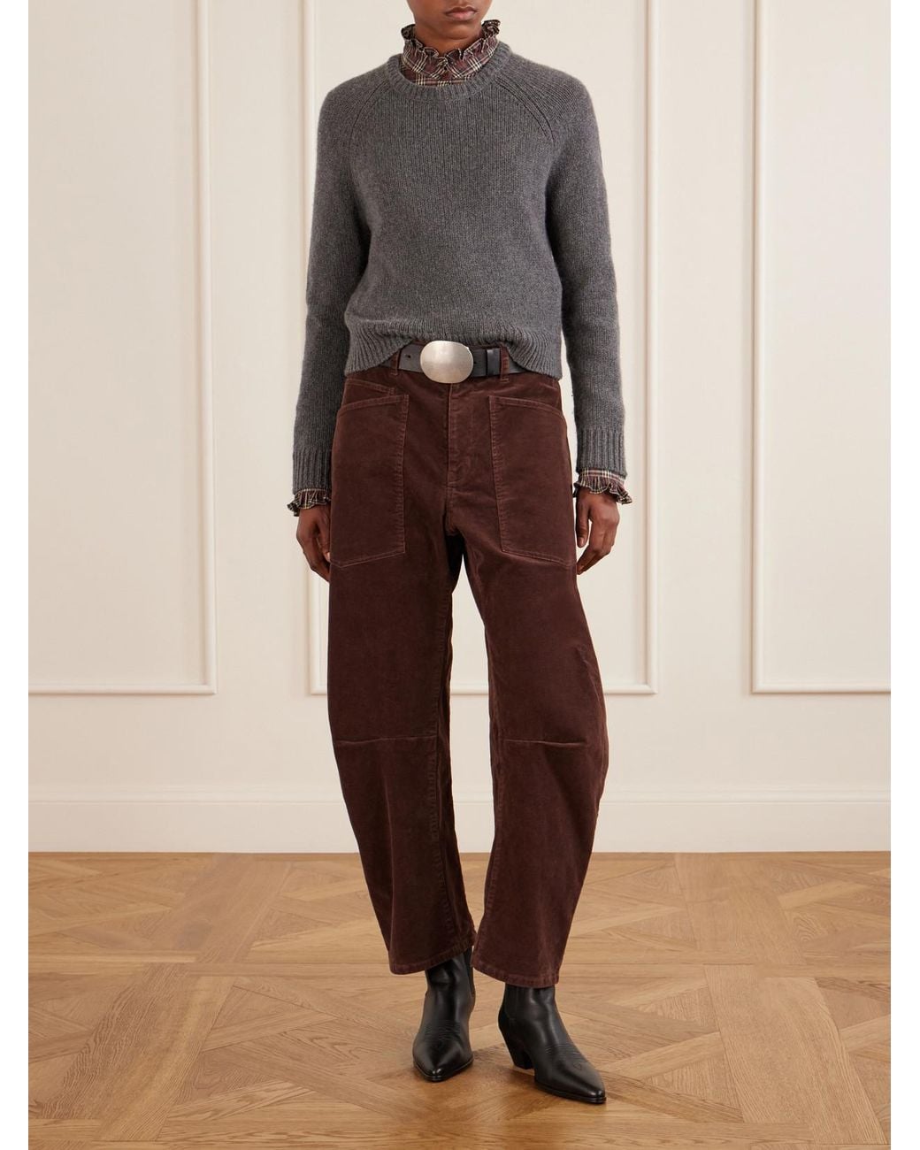 Nili Lotan Purple Shon Cotton-Blend Twill Barrel-Leg Pants