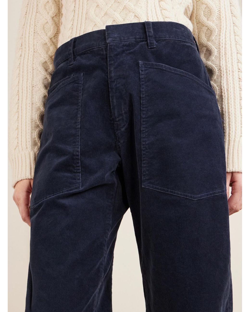 Nili Lotan Blue Shon Cotton-Blend Twill Tapered Pants