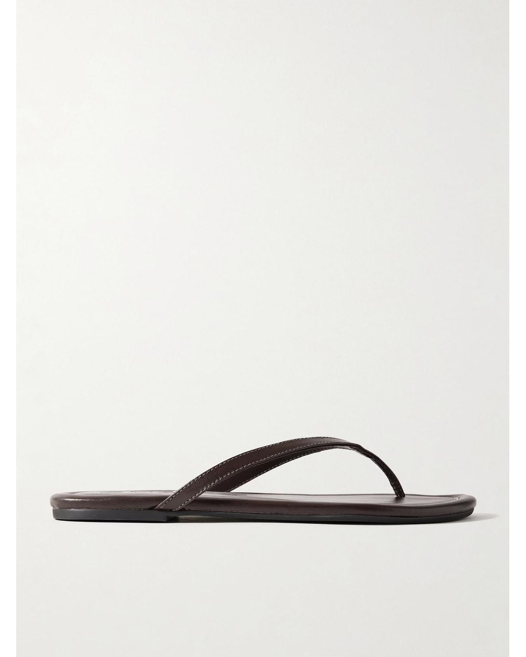 Staud Brown Freja Leather Flip Flops
