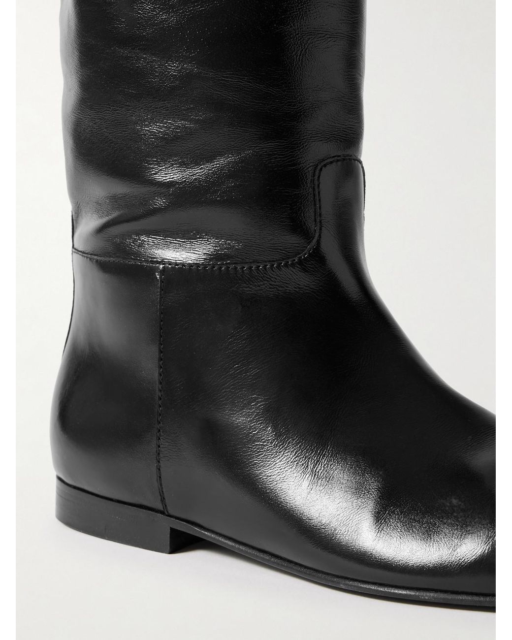 Khaite Black Colt Glossed-Leather Knee Boots