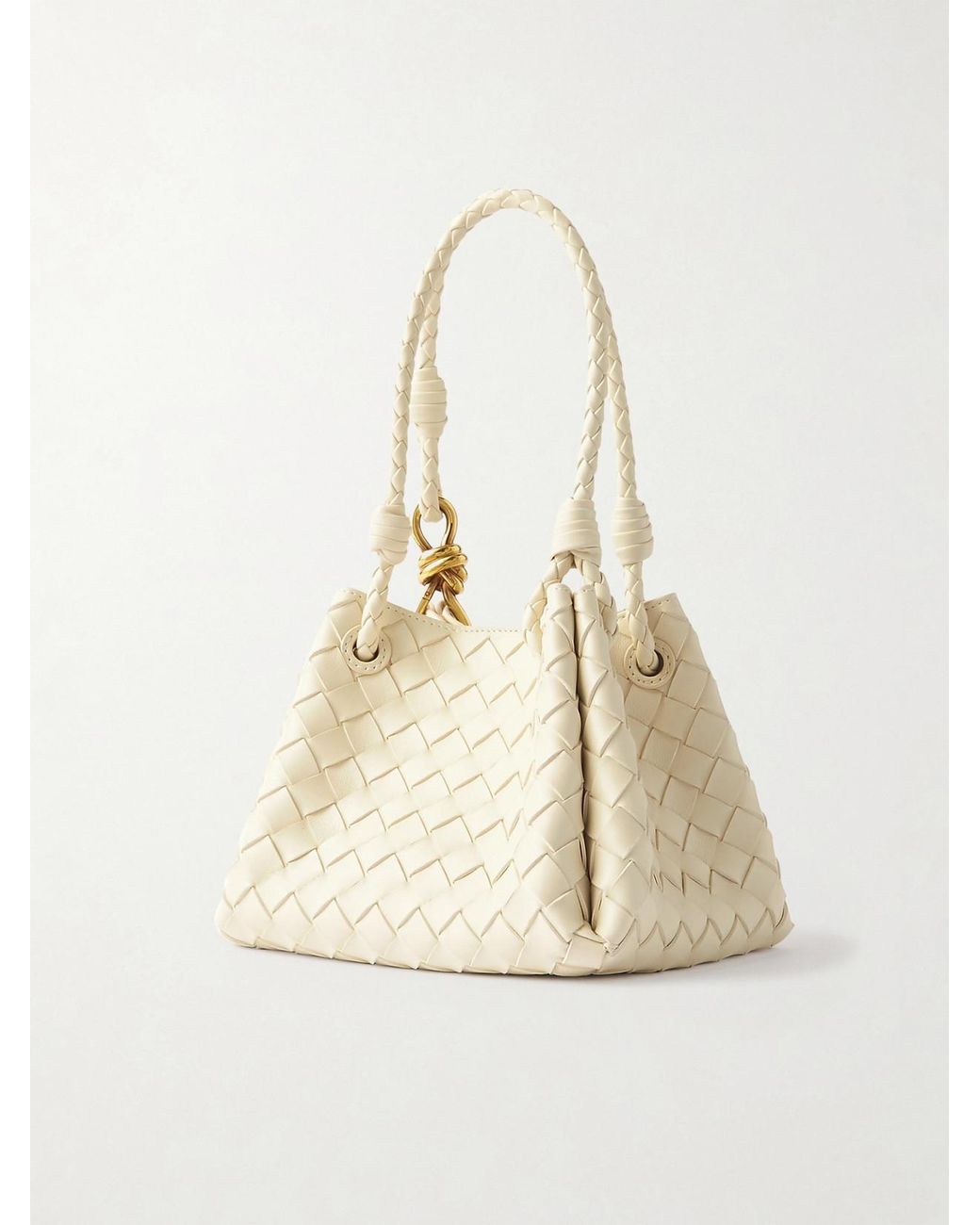 Bottega Veneta Natural Parachute Small Intrecciato Leather Shoulder Bag