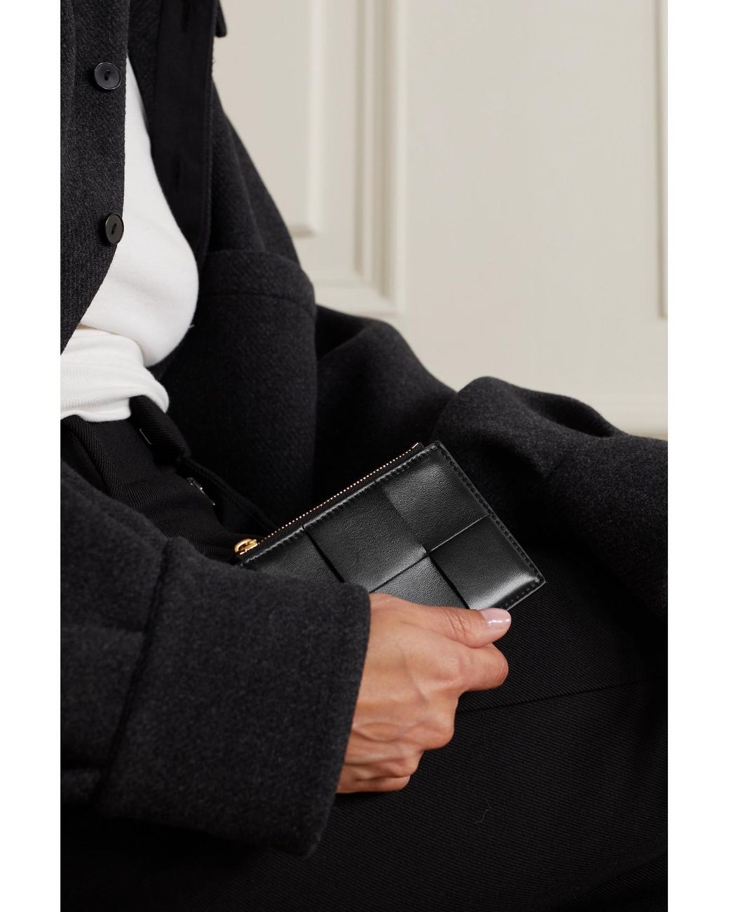 Bottega Veneta Black Cassette Intrecciato Leather Cardholder