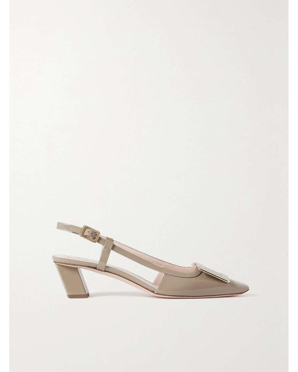 Roger Vivier Natural Belle Vivier 45 Patent-Leather Slingback Pumps