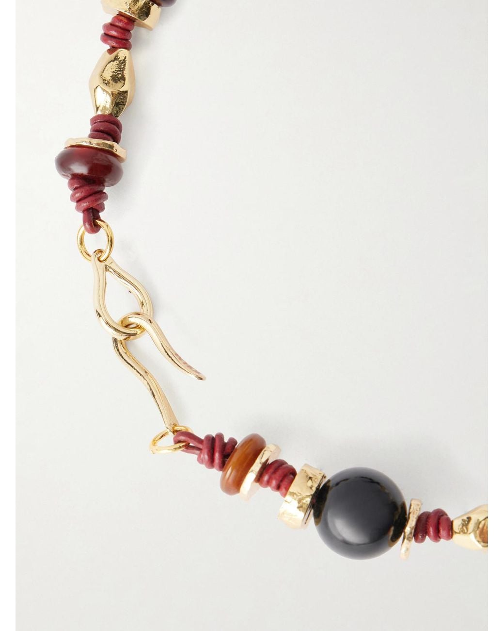 Tohum Design Natural Samsara-Plated, Onyx, Leather And Seashell Beaded Necklace