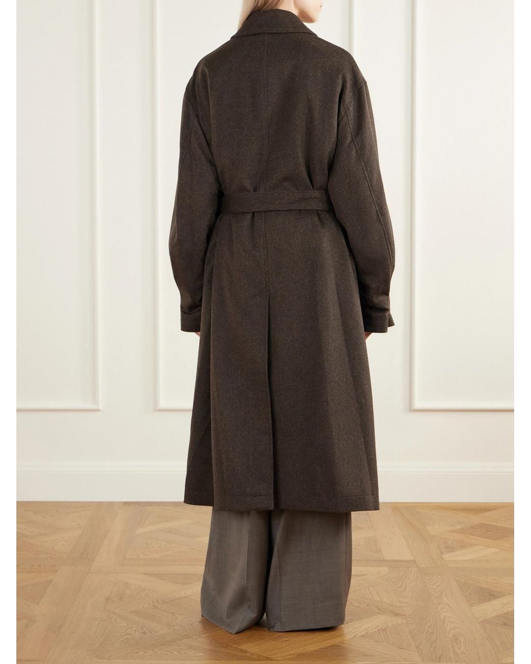 Ssstein Brown Belted Wool-Doeskin Coat