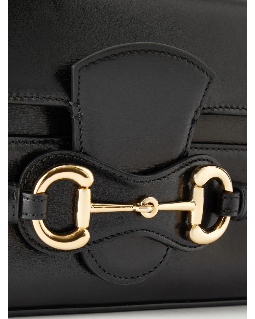 Gucci Black Horsebit Ristretto Embellished Leather Shoulder Bag