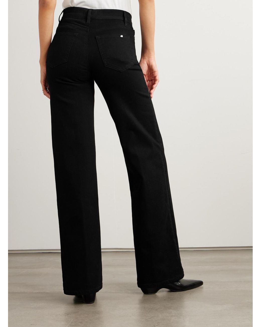 FRAME Black Le Slim Palazzo Long High-Rise Wide-Leg Jeans