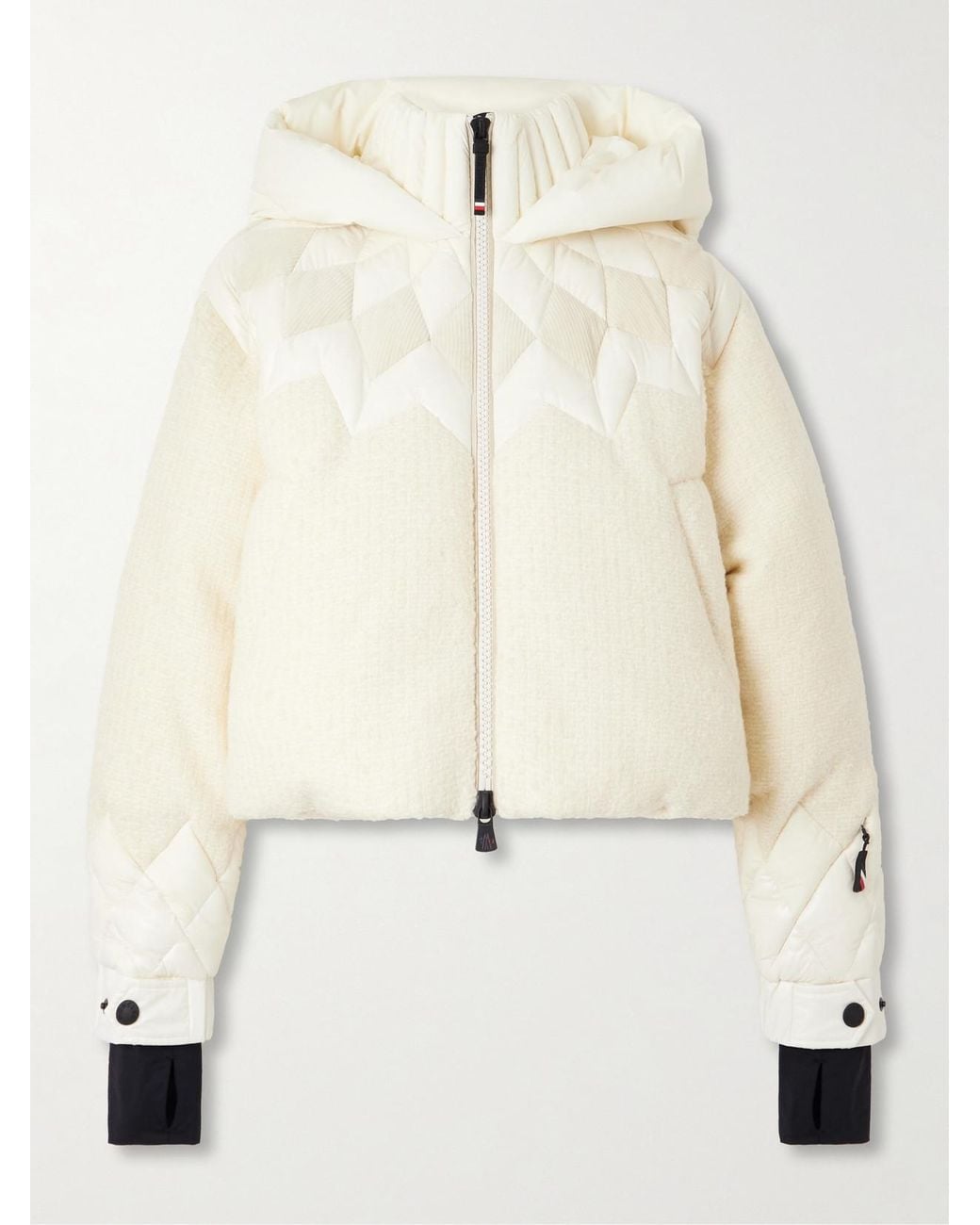 Moncler Natural Hintersee Hooded Corduroy And Shell-Trimmed Wool-Blend Bouclé Quilted Down Ski Jacket