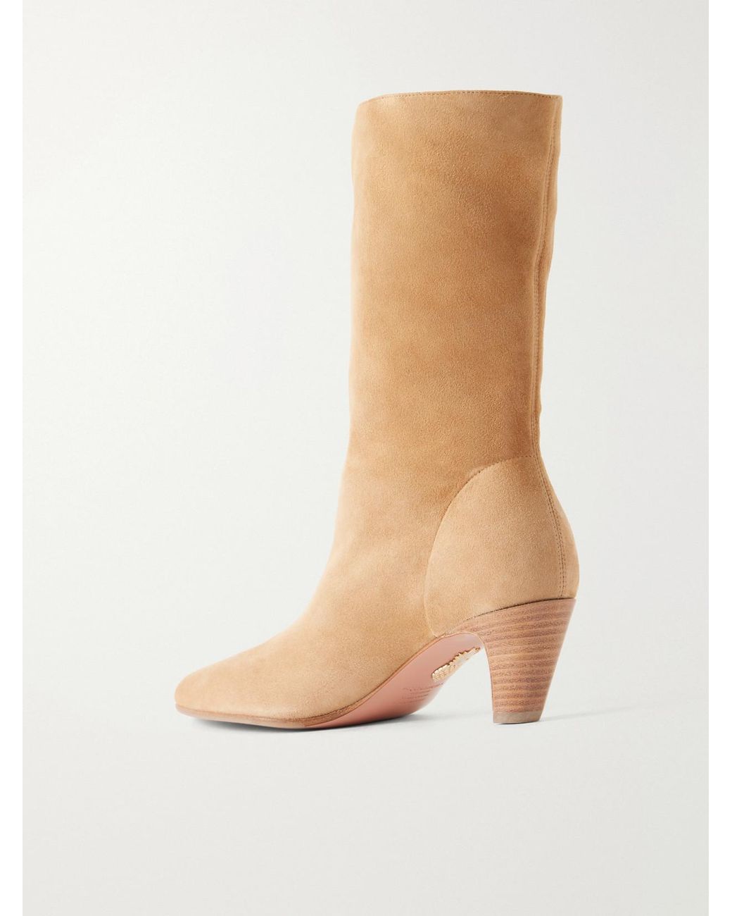 Aquazzura White Slouchy 50 Suede Ankle Boots