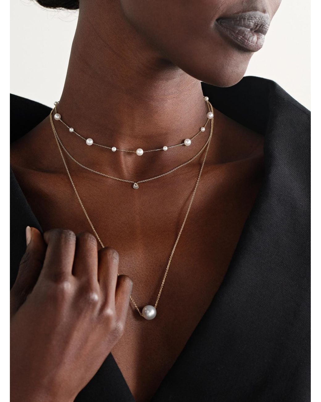 Mizuki Natural 14-Karat Pearl Necklace