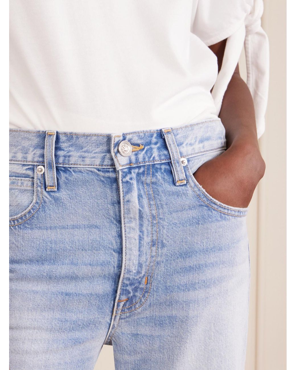 SLVRLAKE Denim Blue Grace Crop High-Rise Wide-Leg Jeans