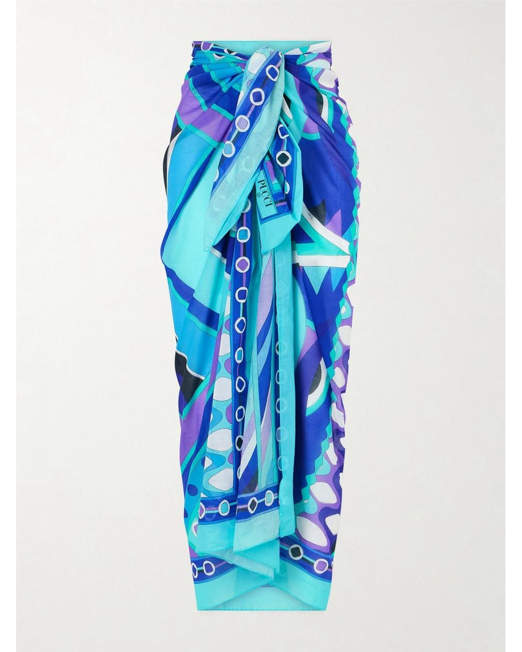 Emilio Pucci Blue Printed Cotton-Voile Pareo