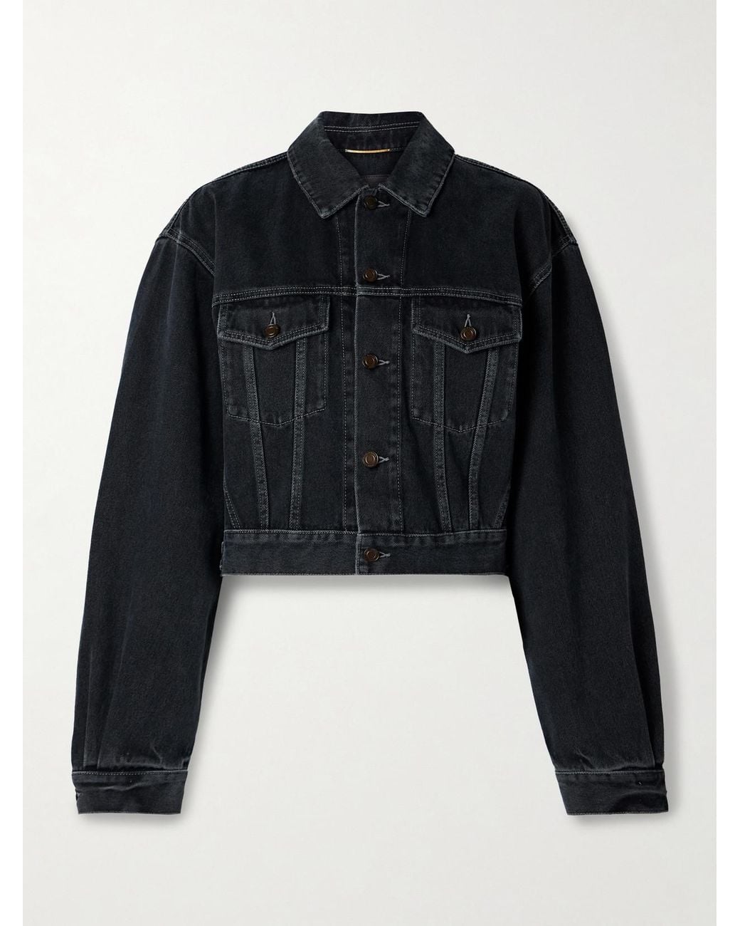 Saint Laurent Black Cropped Denim Jacket