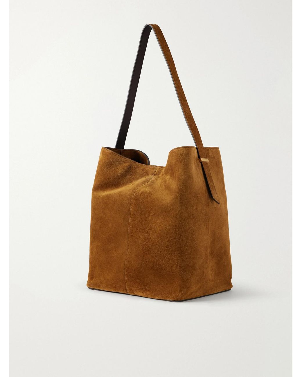 Metier Brown Tilt 22 Suede Shoulder Bag