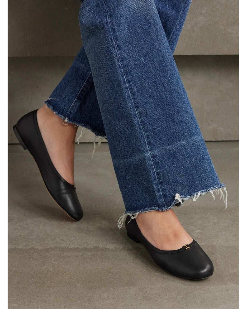 Chloé Black Net Sustain Marcie Embellished Leather Ballet Flats