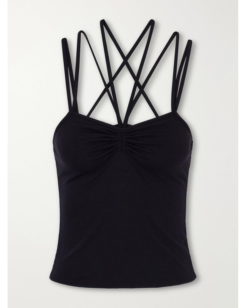 Eres Black Nadia Multi-Strap Ribbed Stretch-Modal Tank